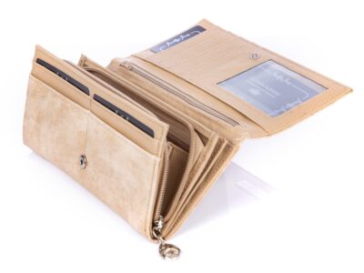 Poziomy duży portfel damski Jennifer Jones jasny beżowy - obrazek 3