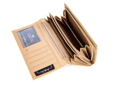 Poziomy duży portfel damski Jennifer Jones jasny beżowy - obrazek 2