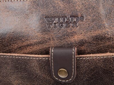 Skórzana torba damska/męska z wieloma kieszonkami Wild Tiger ciemny brąz - obrazek 11