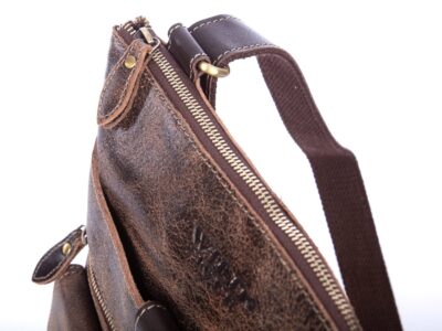 Skórzana torba damska/męska z wieloma kieszonkami Wild Tiger ciemny brąz - obrazek 8