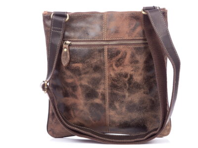 Skórzana torba damska/męska z wieloma kieszonkami Wild Tiger ciemny brąz - obrazek 4