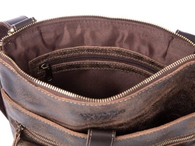 Skórzana torba damska/męska z wieloma kieszonkami Wild Tiger ciemny brąz - obrazek 7