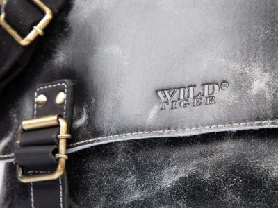 Torba męska skórzana A4 na ramię Wild Tiger szara - obrazek 6