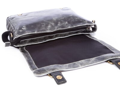 Torba męska skórzana A4 na ramię Wild Tiger szara - obrazek 5