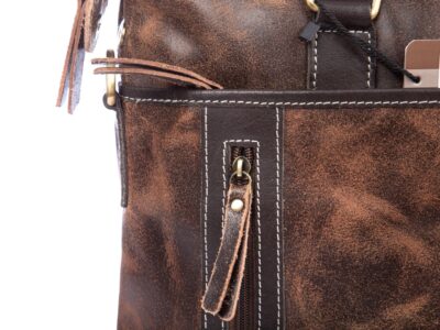 Torba męska skórzana vintage do pracy Wild Tiger brązowa - obrazek 8