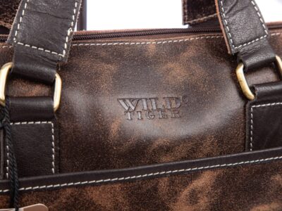 Torba męska skórzana vintage do pracy Wild Tiger brązowa - obrazek 13