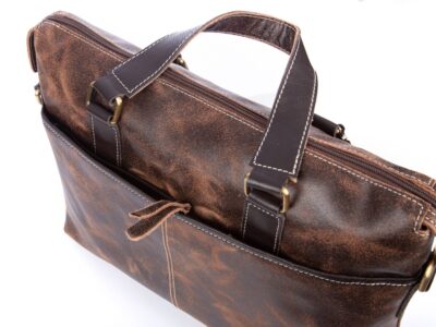 Torba męska skórzana vintage do pracy Wild Tiger brązowa - obrazek 7