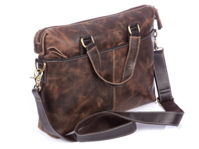 Torba męska skórzana vintage do pracy Wild Tiger brązowa - obrazek 3