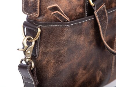 Torba męska skórzana vintage do pracy Wild Tiger brązowa - obrazek 11