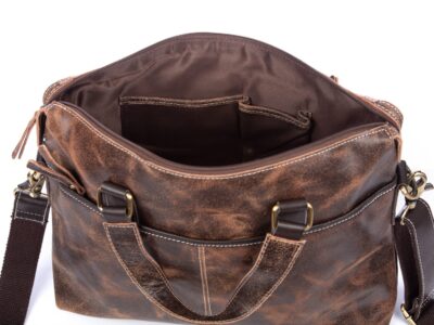 Torba męska skórzana vintage do pracy Wild Tiger brązowa - obrazek 6