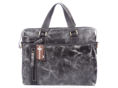 Torba męska skórzana vintage do pracy Wild Tiger szara - obrazek 11