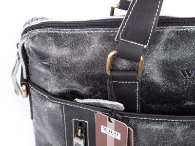 Torba męska skórzana vintage do pracy Wild Tiger szara - obrazek 9