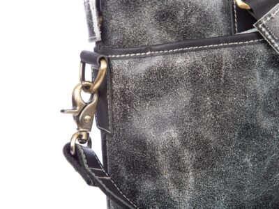 Torba męska skórzana vintage do pracy Wild Tiger szara - obrazek 7