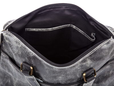 Torba męska skórzana vintage do pracy Wild Tiger szara - obrazek 5