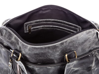 Torba męska skórzana vintage do pracy Wild Tiger szara - obrazek 4