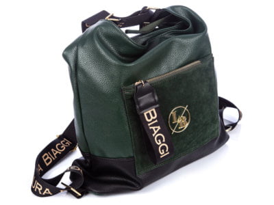 Plecako-torba 2w1 damska zielona Laura Biaggi - obrazek 3