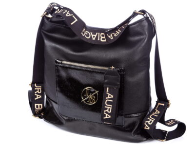 Plecako-torba 2w1 damska czarna Laura Biaggi - obrazek 4