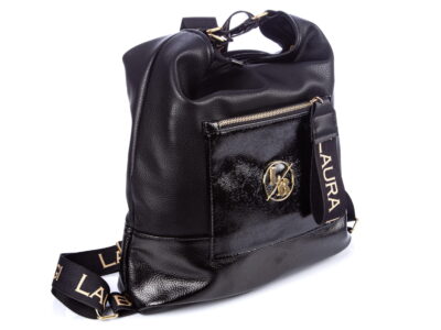 Plecako-torba 2w1 damska czarna Laura Biaggi - obrazek 3