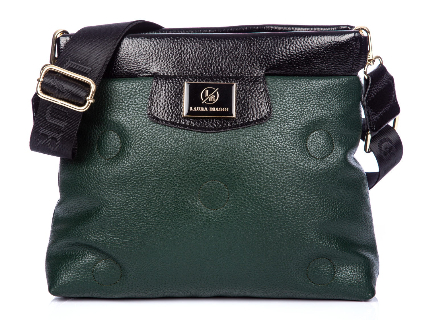 Mała ciemno zielona torebka damska Laura Biaggi z kółeczkami