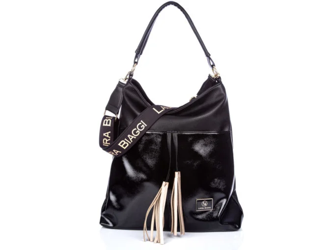 IMG_6369 Duża damska torba na ramię czarna Laura Biaggi Worek