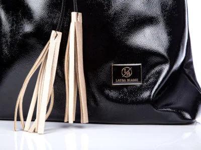 Duża damska torba na ramię czarna Laura Biaggi Worek - obrazek 3