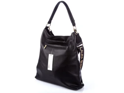 Duża damska torba na ramię czarna Laura Biaggi Worek - obrazek 2