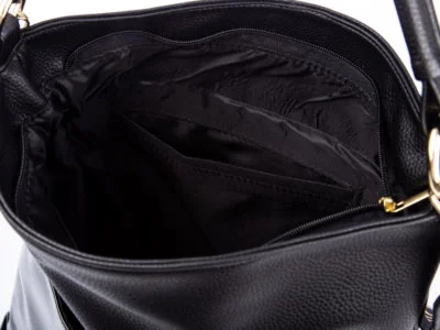 Duża damska torba na ramię czarna Laura Biaggi Worek - obrazek 9