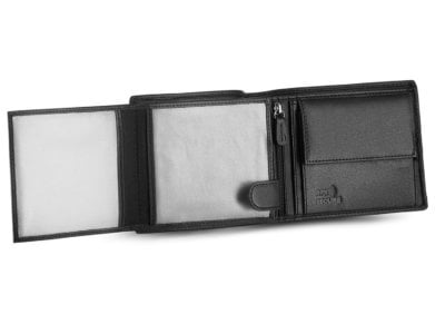 ZAGATTO Portfel męski czarny z czerwonym paseczkiem RFID - obrazek 3
