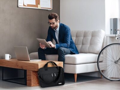 ZAGATTO Czarna torba męska do pracy z miejscem na laptopa - obrazek 6