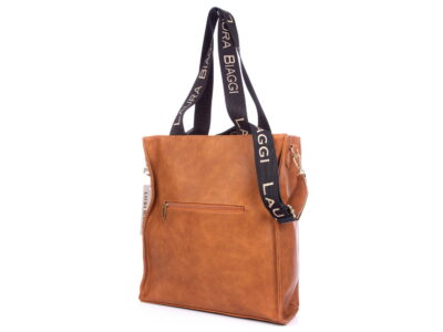 Pionowa duża torba damska brązowa Laura Biaggi - obrazek 3