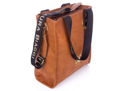 Pionowa duża torba damska brązowa Laura Biaggi - obrazek 7