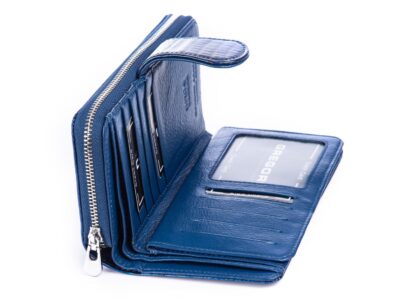 GREGORIO Portfel damski niebieski kroko lakierowany - obrazek 7