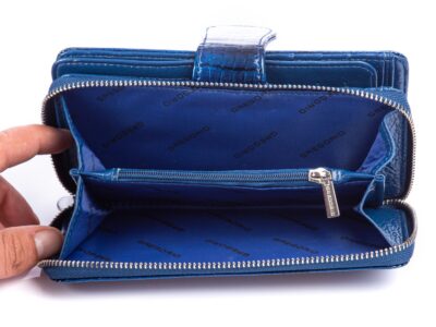 GREGORIO Portfel damski niebieski kroko lakierowany - obrazek 8
