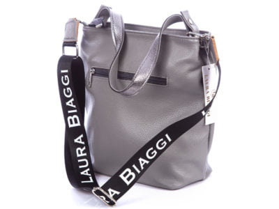 Srebrna elegancka torba damska Laura Biaggi - obrazek 4