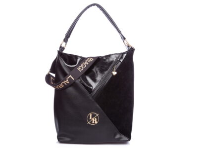 Czarna torba damska Laura Biaggi matowo-lakierowana - obrazek 1