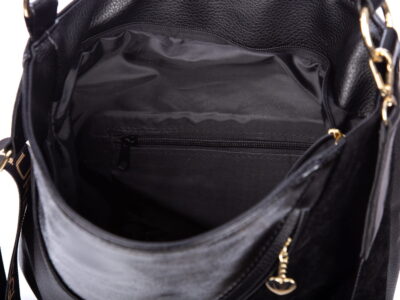 Czarna torba damska Laura Biaggi matowo-lakierowana - obrazek 6
