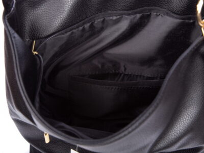 Czarna torba damska Laura Biaggi matowo-lakierowana - obrazek 7