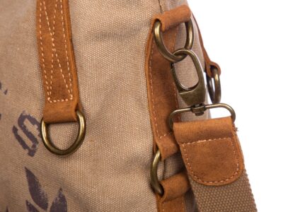 Torebka damska duża pionowa canvas (płótno) + skóra naturalna, beżowa - obrazek 5