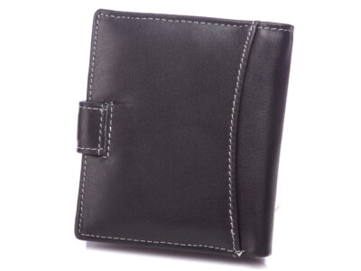 WILD Skórzany portfel męski zapinany na zatrzask nieduży czarny - obrazek 3