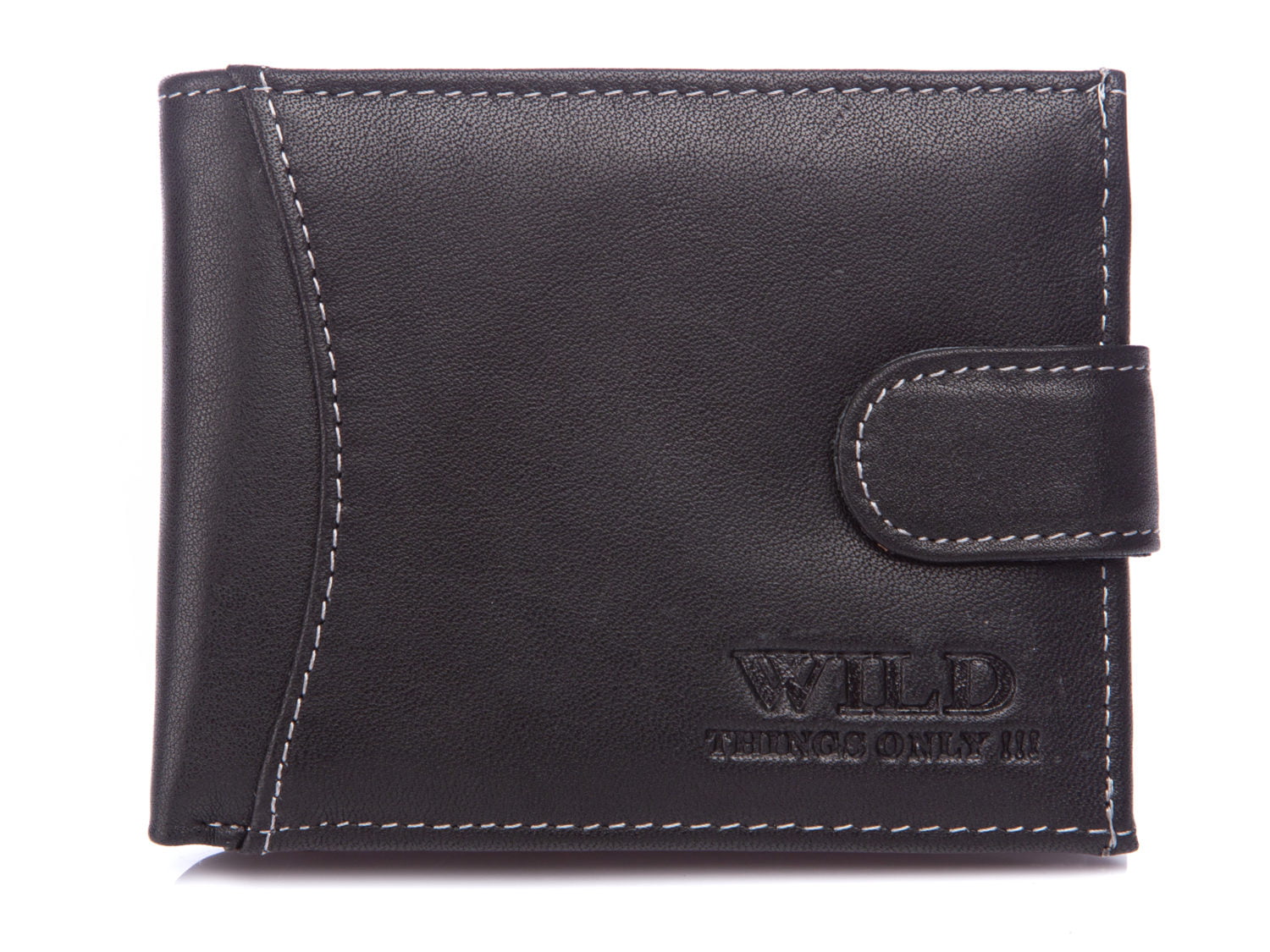 Wild Mały czarny portfel męski z zapięciem