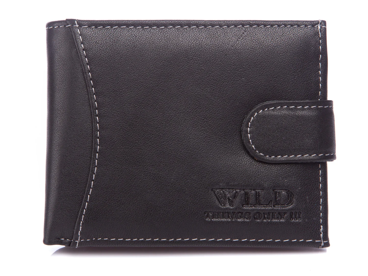 Wild Mały czarny portfel męski z zapięciem