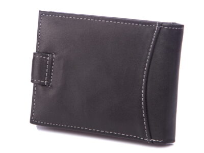 WILD Skórzany portfel męski poziomy nieduży czarny z zapięciem - obrazek 3