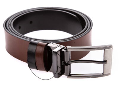 Pasek męski skórzany dwustronny brązowy i czarny w jednym - obrazek 1