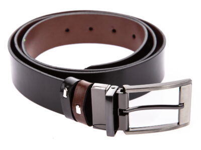 Pasek męski skórzany dwustronny brązowy i czarny w jednym - obrazek 2