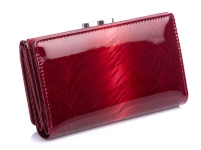 Lakierowany portfel damski z biglem czerwony PATRIZIA - obrazek 3