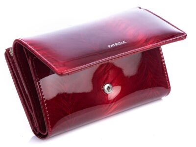 Lakierowany portfel damski z biglem czerwony PATRIZIA - obrazek 5