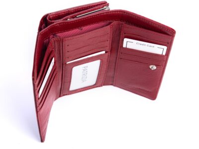 Lakierowany portfel damski z biglem czerwony PATRIZIA - obrazek 7