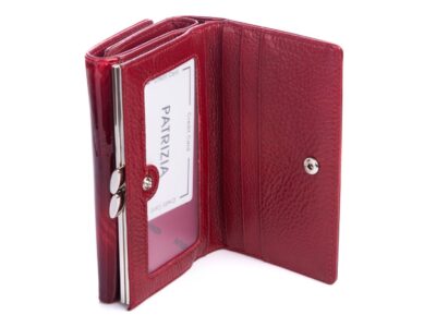 Lakierowany portfel damski z biglem czerwony PATRIZIA - obrazek 8