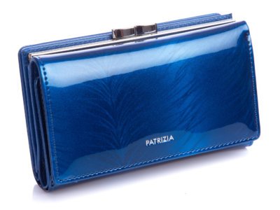 Niebieski lakierowany portfel damski Patrizia na bigiel