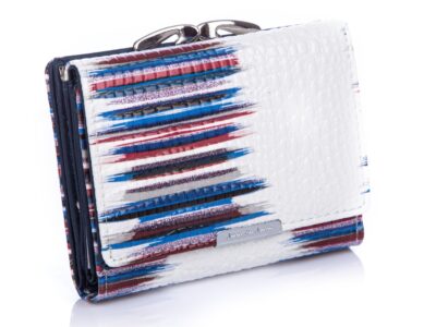 Portfel damski lakierowany biało-niebieski z biglem Jennifer Jones - obrazek 9